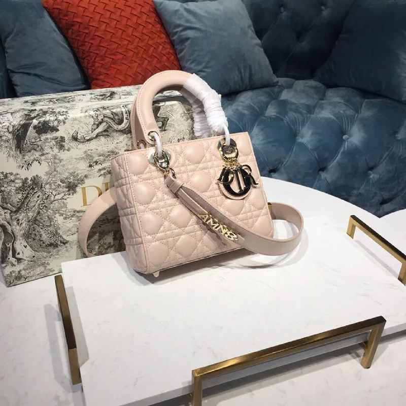 Christian Dior handbags with a snap - button closure and a decorative buckleChristian Dior Small Lady My ABCBag Powder Pink