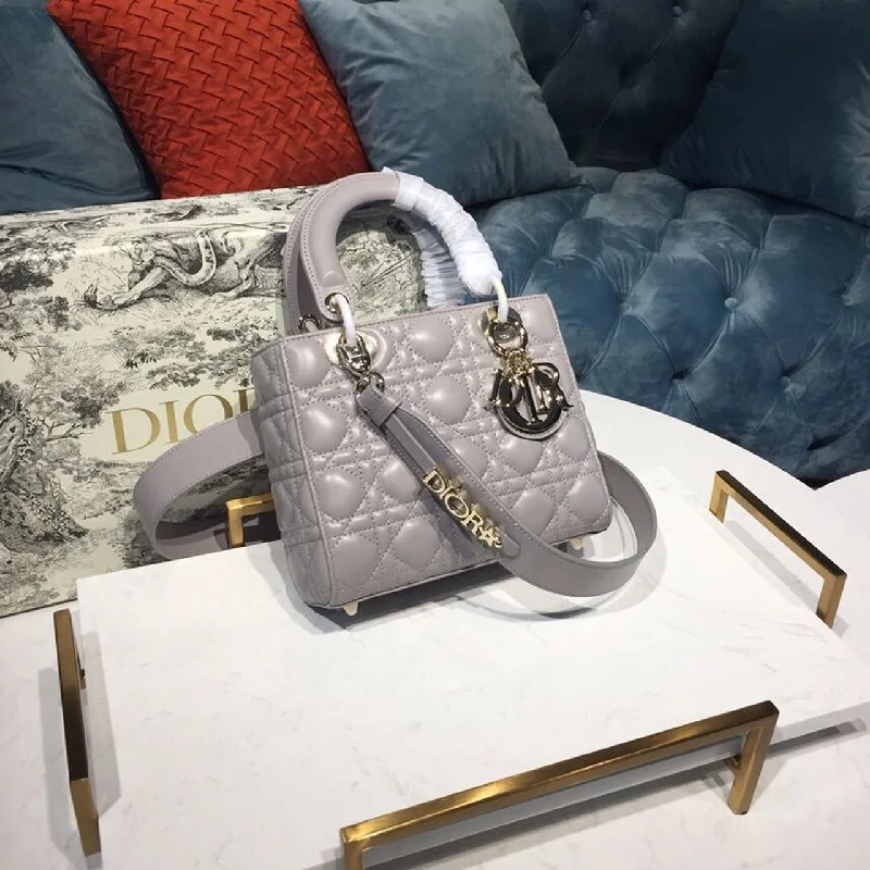 Christian Dior bags with a detachable coin purse insideChristian Dior Small Lady My ABCBag Steel Gray Cannage