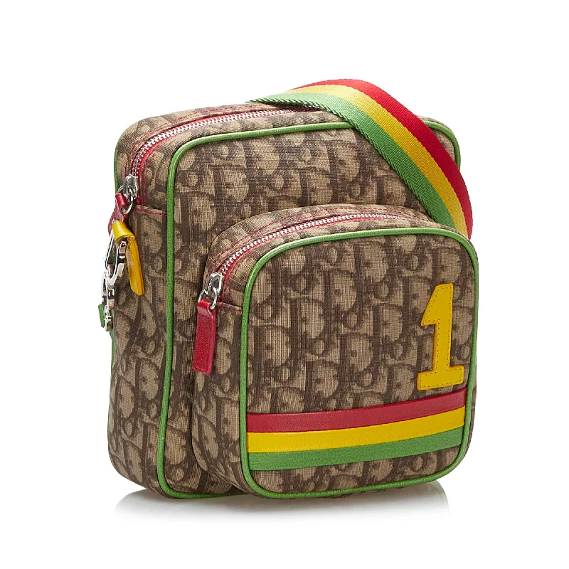 Stylish Christian Dior shoulder bags with a tassel - adorned zipperDior Diorissimo Rasta Crossbody Bag (k8FmvX)