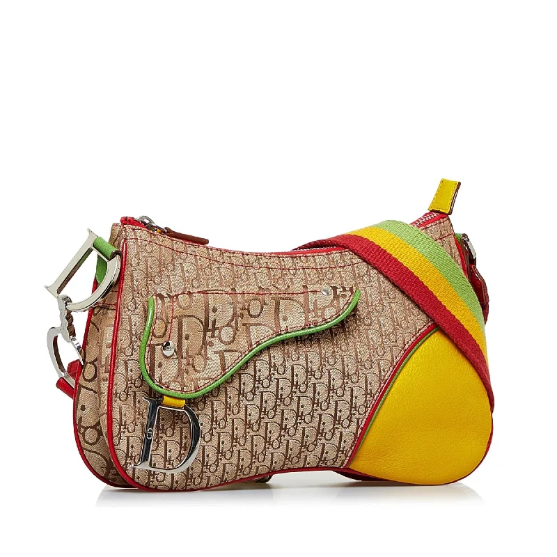 Christian Dior bags with a zip - top closure and multiple compartmentsDior Diorissimo Rasta Saddle Messenger (SHG-Dod2jD)