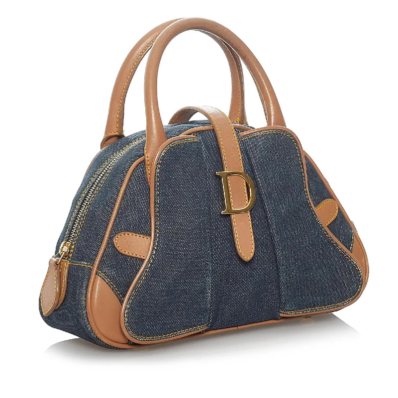 Christian Dior Saddle bags with a patent leather finish for a shiny lookDior Double Saddle Denim Dome Bag (SHG-35817)