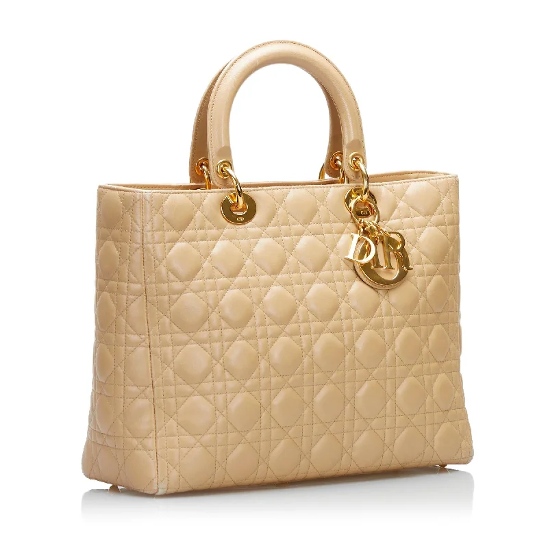 Christian Dior bags with a zip - top closure and multiple compartmentsDior Large Cannage Lady Dior (SHG-35243)