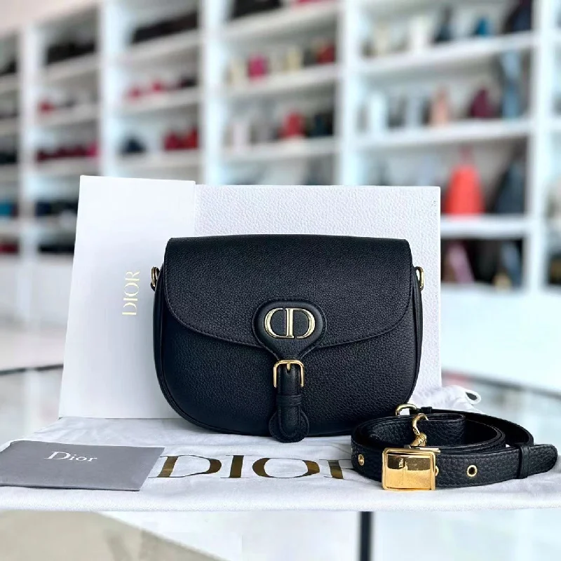 Christian Dior crossbody bags with a front - flap pocket for easy access*Receipt* Caviar Bobby Medium Grained Calfskin Black Golden Hardware