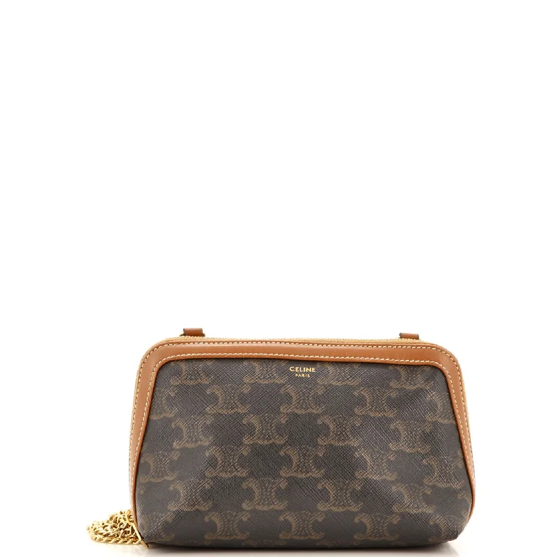 Zip Around Chain Clutch Triomphe Coated Canvas