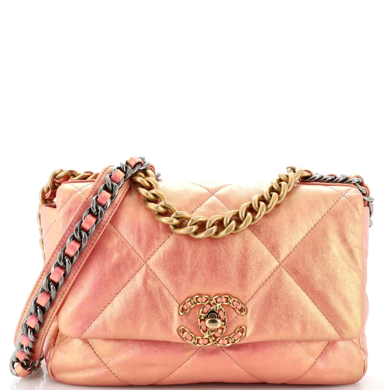 19 Flap Bag Quilted Iridescent Calfskin Medium