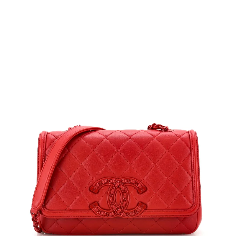 Filigree Flap Bag Quilted Lambskin with Chain Detail Small