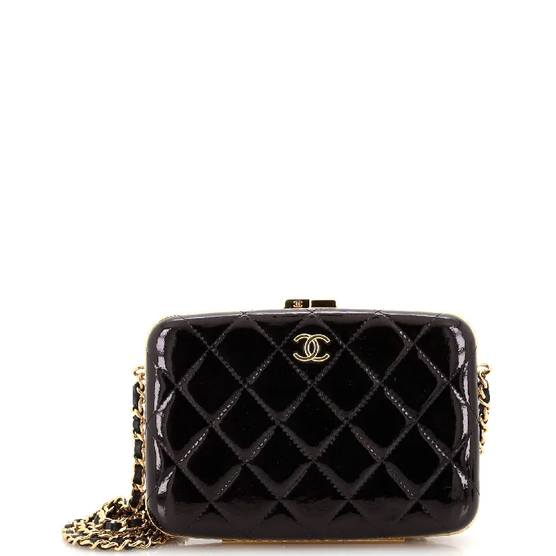 Framed Box Clutch with Chain Quilted Patent Small