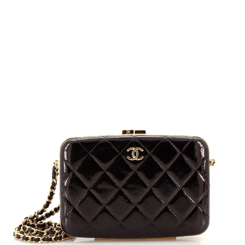 Framed Box Clutch with Chain Quilted Patent Small