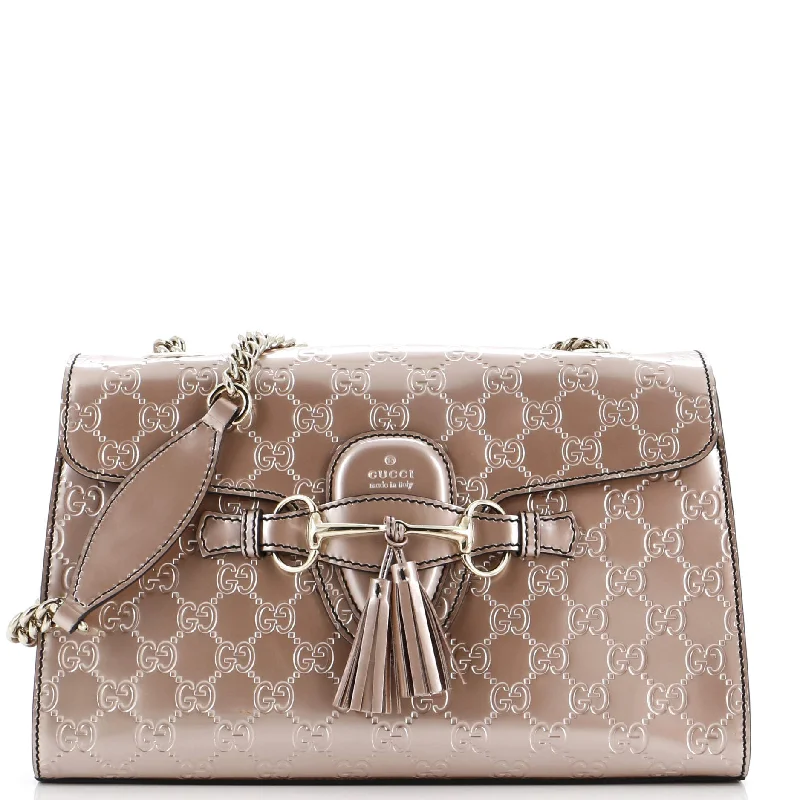 Emily Chain Flap Bag Guccissima Patent Medium