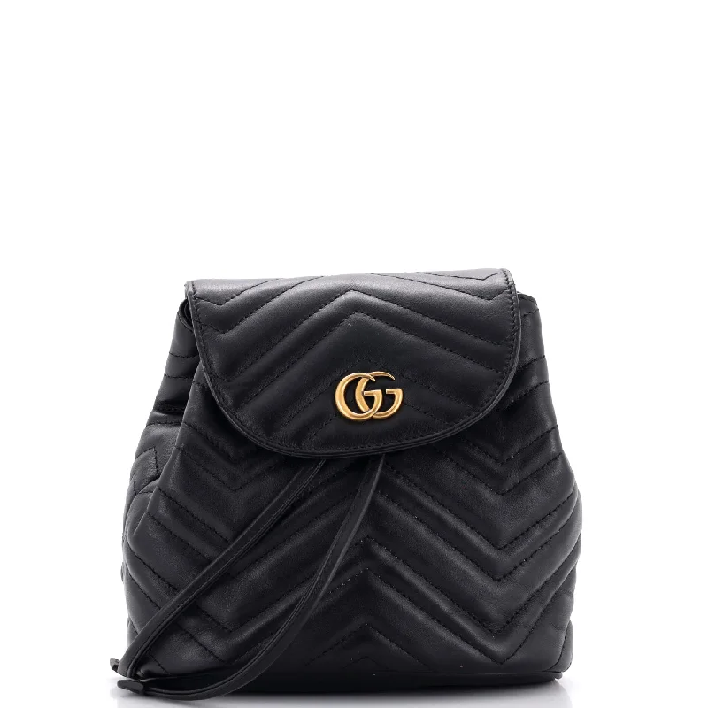 GG Marmont Drawstring Backpack Matelasse Leather Mini