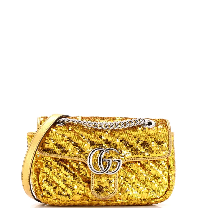 GG Marmont Flap Bag Diagonal Quilted Sequins Mini