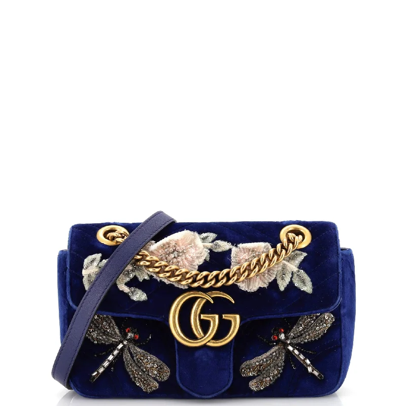 GG Marmont Flap Bag Embellished Matelasse Velvet Mini