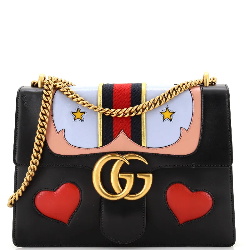 Web Heart GG Marmont Chain Shoulder Bag Leather Medium