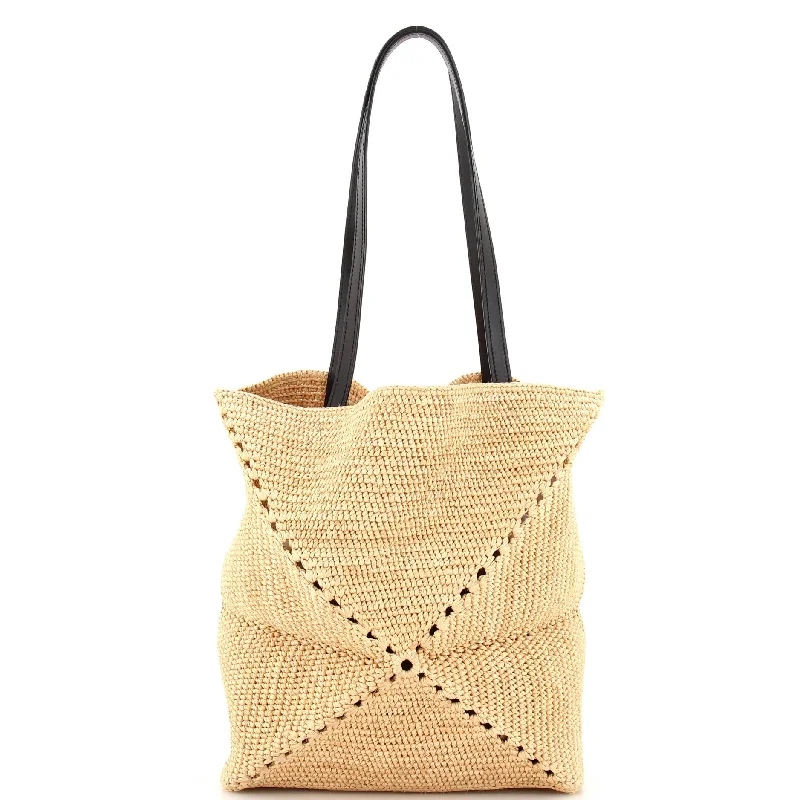 Puzzle Fold Tote Raffia Medium